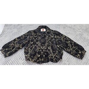 Free People Cropped Motorcycle Floral Carpet Tapestry Velvet Jacket Size 6